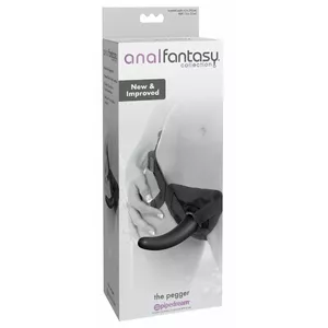 Strap‑on ar noņemamu silikona dildo analfantasy The Pegger — garums 12 cm, Ø maks. 3,1 cm, melns
