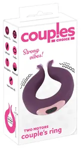 Couples Choice gredzena vibrators, silikona, uzlādējams, 2 motori, 10 režīmi, ūdensizturīgs, Ø 3.7 cm, garums 8.7 cm, violets