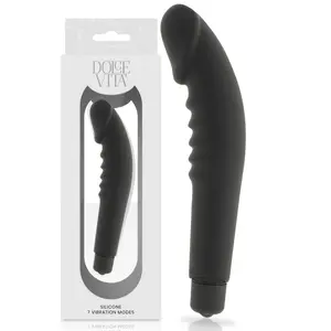 Anālais vibrators dolce vita D-225103 — melns silikons, ūdensizturīgs, 0.02 kg