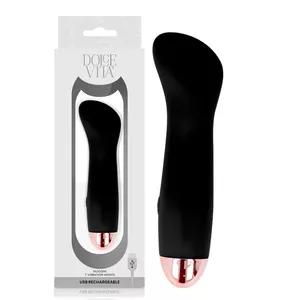 Dolce Vita uzlādējams vibrators, 7 ātrumi, melns silikons