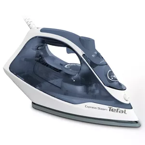 Утюг Tefal Express Steam FV2837 для сухого и парового глажения с подошвой Cerilium 2400 Вт 35 г/мин постоянного пара кабель 1.9 м синий серый белый
