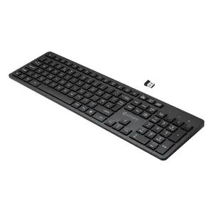 eSTUFF GLB212302 Pilna izmēra bezvadu membrānas tastatūra USB UK English QWERTY izkārtojums 106 taustiņi melna birojam