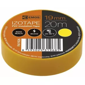 Elektriskās izolācijas lente EMOS F61926, biezums 0.13 mm, platums 19 mm, dzeltena