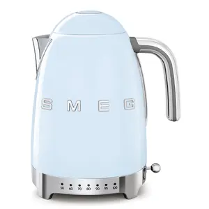 Smeg 50's Style KLF04PBEU Electric Kettle Pastel Blue 1.7 L 2400 W Stainless Steel with Adjustable Thermostat and Keep Warm Function