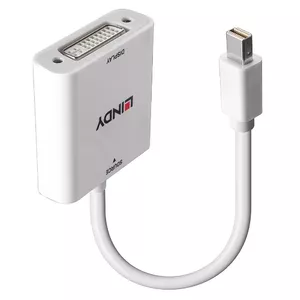 Lindy Mini DisplayPort to DVI Converter with Male to Female connectors, 0.18 m cable length, and passive video conversion support
