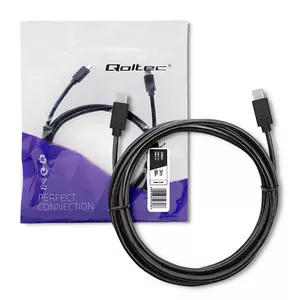 USB kabelis Qoltec 52353 3m USB 3.2 Gen 1 USB C Melns