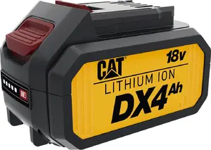 Uzlādējama Li‑Ion akumulators CAT DXB4 18 V 4000 mAh darbarīkiem, melna/ dzeltena