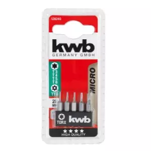Screwdriver bit set KWB 128240 — 5 pcs Torx bits T3 T4 T5 T6 T8, 28 mm