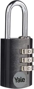 Aizslēgs Yale YE3CB/20/121/1/BK kombinācijas 20 mm melns