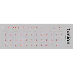 Klaviatūras uzlīmes fusion accessories FUS-UZ-RE-TRA — sarkani caurspīdīgas, komplekts taustiņu marķēšanai, svars 0.05 kg