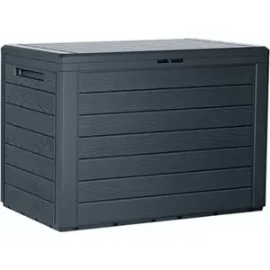 Dārza uzglabāšanas kaste Prosperplast WoodeBox 190 l Antracīts MBWL190-S433 – 190 l tilpums, āra izmantošanai
