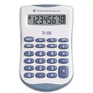 Pamata kalkulators Texas Instruments TI-501 8 cipari kabatas zils balts