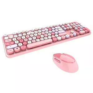 MOFII Sweet Wireless 2.4G Full Layout Keyboard & Optical Mouse Rose with Multi-Color Buttons