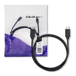 USB-C uz USB-C kabelis QOLTEC 52343, USB 2.0, 1.4 m, melns