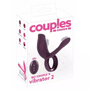 Couples Choice Couple's Vibrator 2 — silikona pāru vibrators ar dzimumlocekļa un sēklinieku gredzeniem, tālvadības pults, USB magnētiskā uzlāde, violets