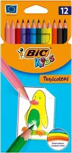 Colored pencil set BIC Tropicolors 12 pcs — multicolour pack for drawing and coloring