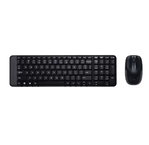 Bezvadu tastatūra un pele Logitech MK220 — kompakta mini QWERTY tastatūra (US International), 2,4 GHz RF, melna, USB uztvērējs iekļauts