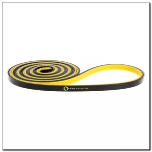 Treniņu gumija HMS GU06 gumija dzeltena — garums 2250 mm, biezums 5 mm, minimālais pretestības 4.5 kg
