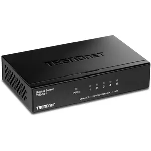 Nemanāžēts gigabita Ethernet pārslēdzējs TRENDnet TEG-S51 — 5x RJ-45 10/100/1000, 10 Gbit/s kapacitāte, melns