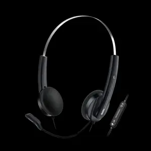 Genius HS-220U Vadu Austiņas Binaurālas Galvas stīpa Birojs Zvanu centrs USB Type-C USB Type-A Melna 20 - 20000 Hz 2.4 m Kabelis