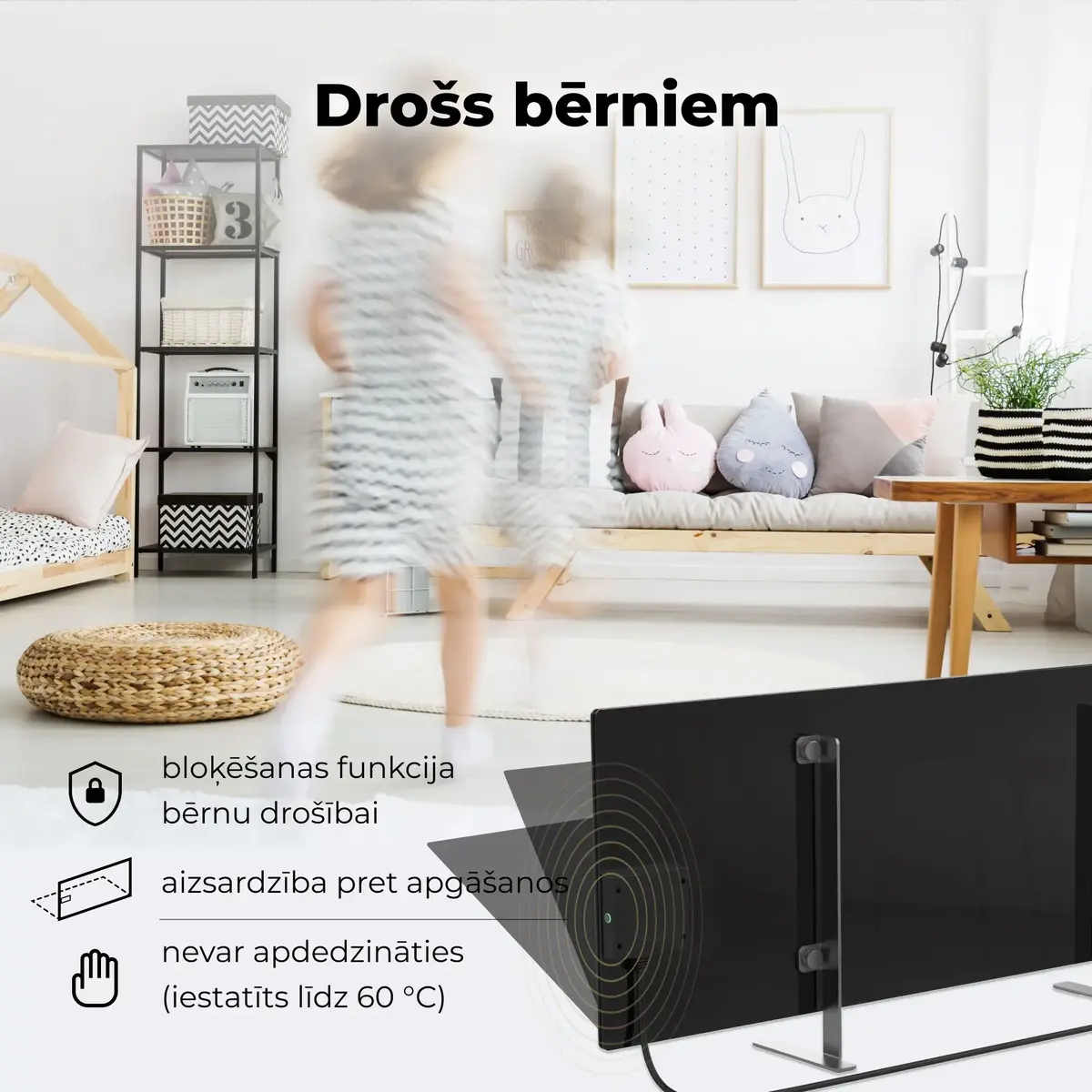 Infrared electric heater AENO Premium Eco Smart Heater AGH0002S, Black Photo 11