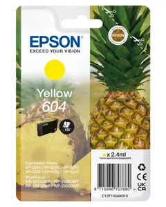 Oriģinālais dzeltenās tintes kasetne Epson 604 Standarta ietilpība 2.4 ml Expression Home un WorkForce printeriem