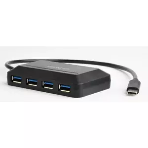 USB sadalītājs GEMBIRD ACT-HUB3C-4P — USB 3.2 Gen 1 Type-A uz 4 × USB 3.2 Gen 1 Type-C, 5000 Mbit/s, melns