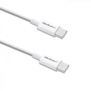 USB-C uz USB-C kabelis QOLTEC 52360 — USB 2.0, 1,5 m, balts, 0,48 Gbit/s