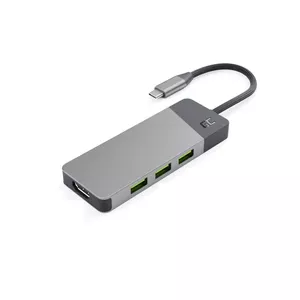 USB Type-C hubs Green Cell HUBGC01 — 7 porti: 3×USB-A 3.2 Gen 1, 1×USB-C 3.2 Gen 1, HDMI, microSD+SD karšu lasītājs — sudraba