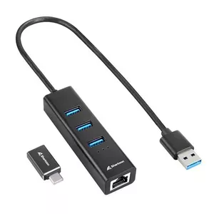 Klēpjdatora dokstacija Sharkoon bezvadu, USB 3.2 Gen 1 Type-C host, USB-A porti, alumīnijs, melna