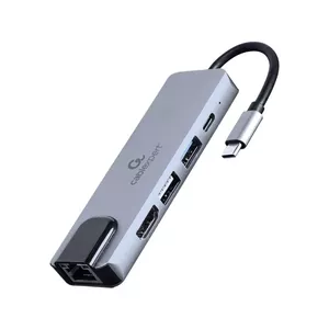 Klēpjdatora dokstacija Gembird A-CM-COMBO5-04 — USB 3.2 Gen 1 Type-C, 5 Gbit/s, PD 87 W, HDMI, Ethernet, USB-A