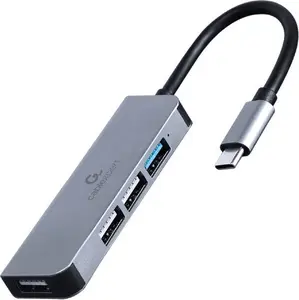 Laptop dock Gembird UHB-CM-U3P1U2P3-01 — wired USB-C to USB 3.2 Gen 1 hub with 1× USB 3.2 Type-A and 3× USB 2.0, silver