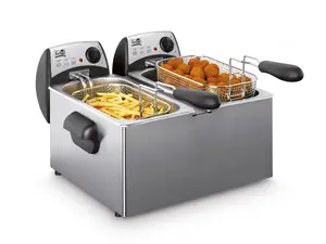 Fritel FR 1355 Duo Dubultā Taukvāres katls Nerūsējošais tērauds 4400 W Rotējoša vadība 6 L Ietilpība Noņemama bļoda Trauku mazgājamā mašīna drošas daļas