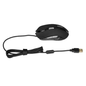Kabelēta optiskā pele IBOX Aurora A-1 — labroču, 6 pogas, 2400 DPI, USB Type-A, LED apgaismojums, kabelis 1.8 m