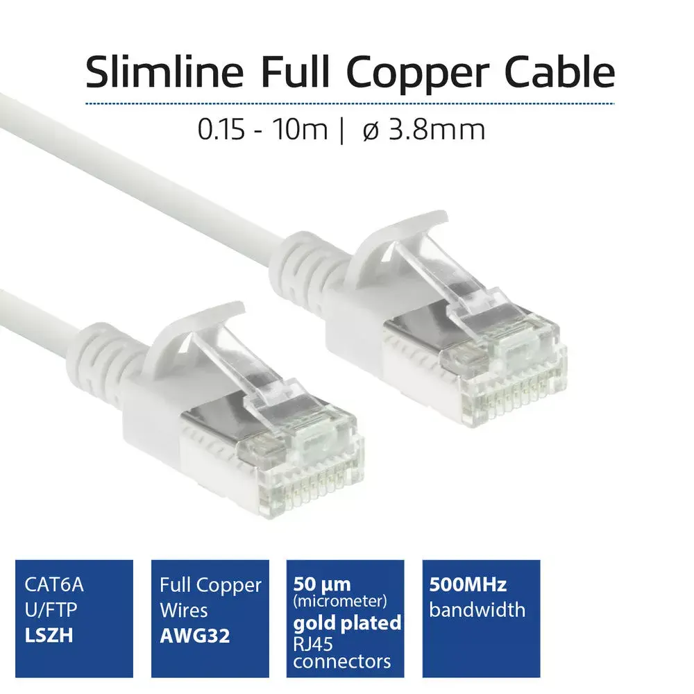 ACT Cat6a U/FTP Slimline Patch Kabelis RJ45 0.5m DC6900 Photo 3