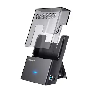 Doku stacija GrauGear G-3502-AC 2.5"/3.5" SATA HDD/SSD, USB 3.2 Gen 1 Type-B, 6 Gbit/s, 12V/1.5A, melna/caurspīdīga