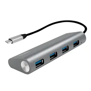 LogiLink UA0309 USB 3.2 Gen 1 Type-C centrmezgls ar 4 portiem USB 3.2 Gen 1 Type-A 5000 Mbit/s pelēks