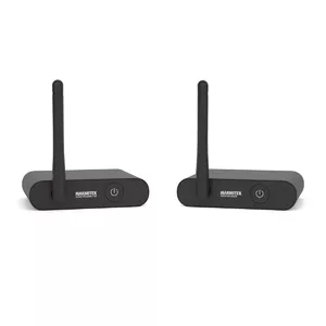 Marmitek Subwoofer Anywhere 640 Wireless audio transmitter and receiver with 2x RCA input and output, GFSK modulation, and 20 m maximum transfer distance