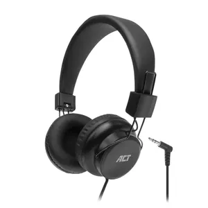 ACT AC9300 Salokāmas stereo austiņas vadu 3.5 mm audio ligzda ap auss melnas