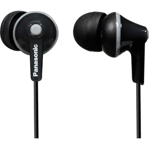 Panasonic RP-HJE125E-K Vaduin-ear austiņas melnā krāsā mūzikai ar 10 - 24000 Hz frekvences diapazonu un 1.1 m vadu